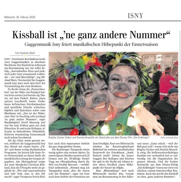 SZ 26.02.2020 – Kissball ist „ne ganz andere Nummer“